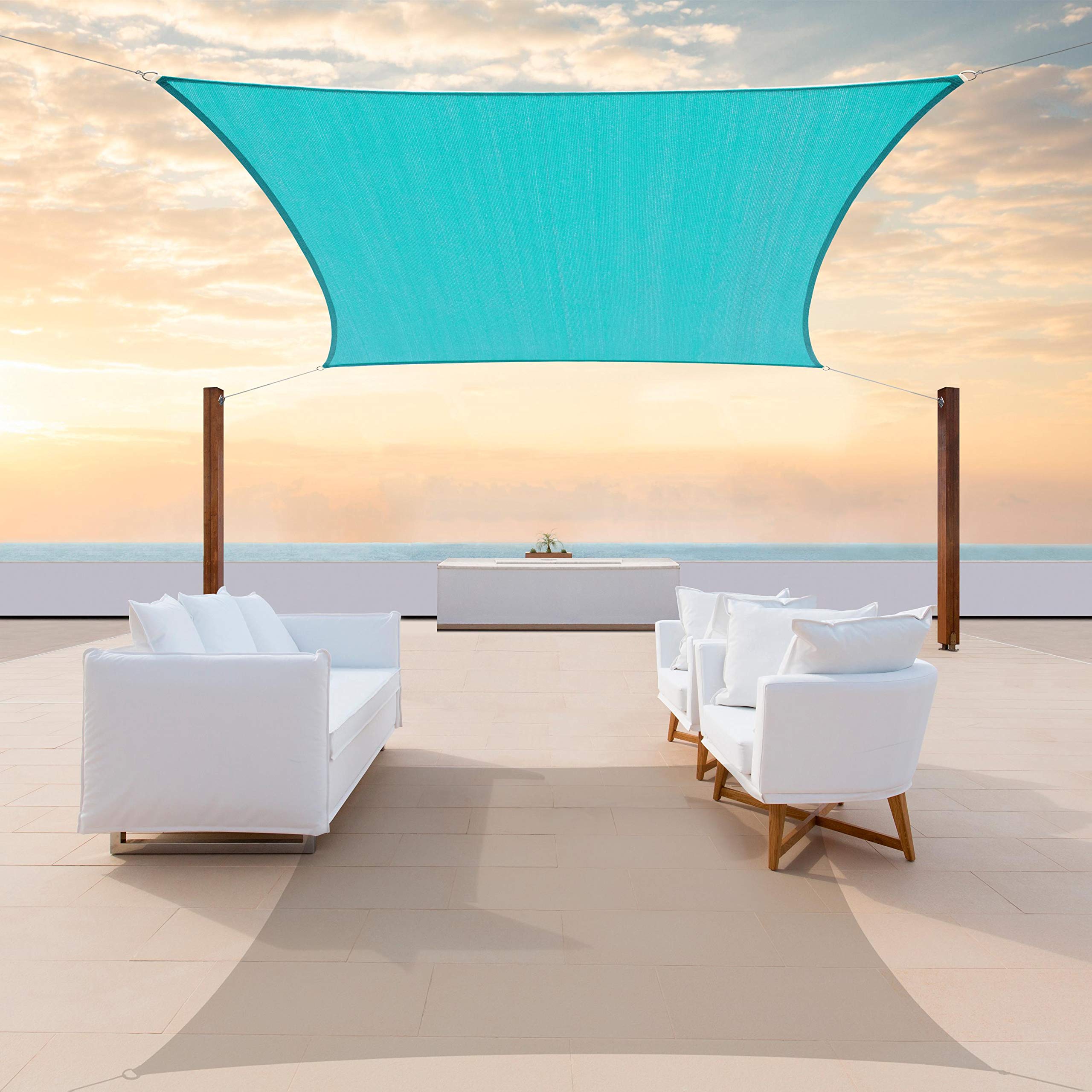 Colourtree Tapr1620 Custom Size 18' X 20' Turquoise Sun Shade Sail Canopy Uv Block Upf50  Rectangle - Commercial Standard Heavy